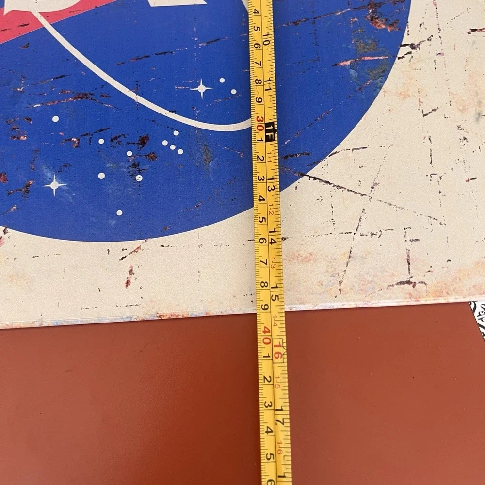 Metal NASA Sign Faux Rust and Scrapes 15